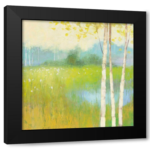 Spring Fling II Black Modern Wood Framed Art Print with Double Matting by Purinton, Julia