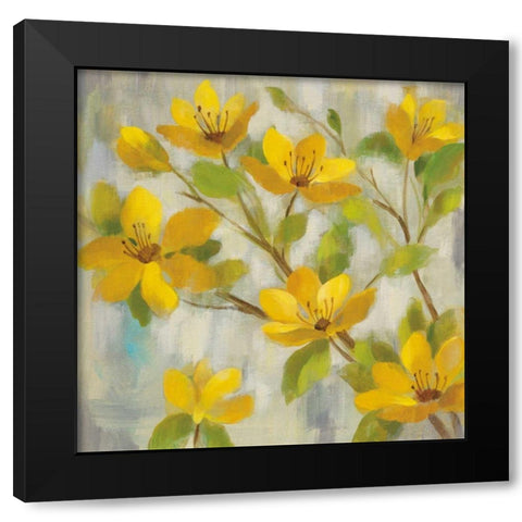 Golden Bloom I Black Modern Wood Framed Art Print by Vassileva, Silvia