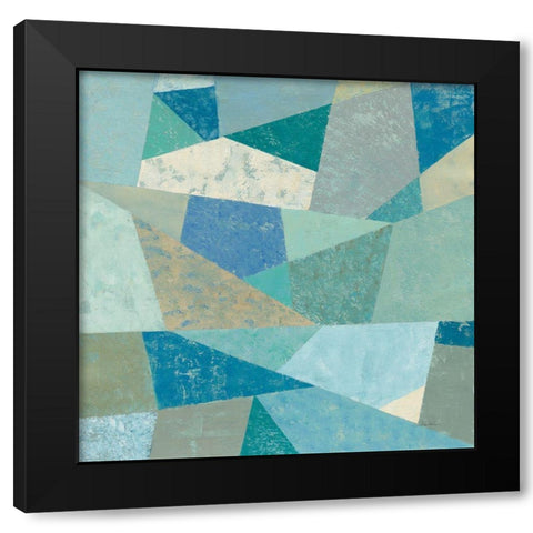Teal Geo Metric Black Modern Wood Framed Art Print by Vassileva, Silvia