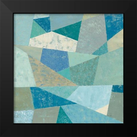 Teal Geo Metric Black Modern Wood Framed Art Print by Vassileva, Silvia