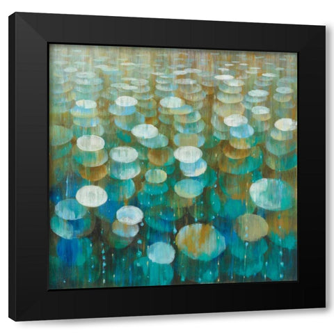 Rain Drops Black Modern Wood Framed Art Print by Nai, Danhui