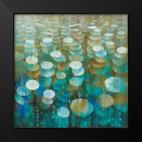 Rain Drops Black Modern Wood Framed Art Print by Nai, Danhui