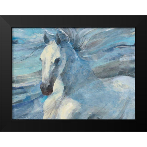 Poseidon Indigo Black Modern Wood Framed Art Print by Hristova, Albena