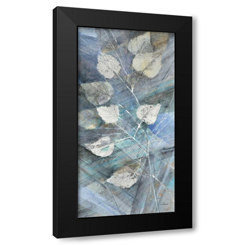 Silver Leaves I Black Modern Wood Framed Art Print by Albena, Hristova
