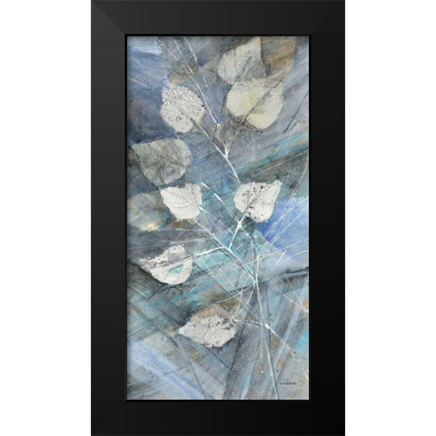 Silver Leaves I Black Modern Wood Framed Art Print by Albena, Hristova