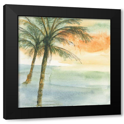 Island Sunset I Black Modern Wood Framed Art Print with Double Matting by Paschke, Chris