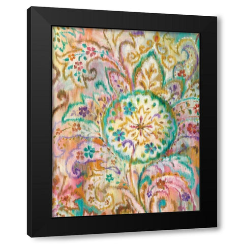 Boho Paisley I Black Modern Wood Framed Art Print with Double Matting by Nai, Danhui