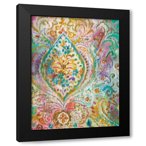 Boho Paisley II Black Modern Wood Framed Art Print with Double Matting by Nai, Danhui