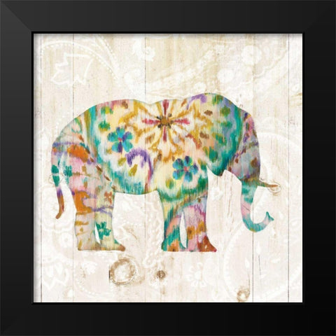 Boho Paisley Elephant I Black Modern Wood Framed Art Print by Nai, Danhui