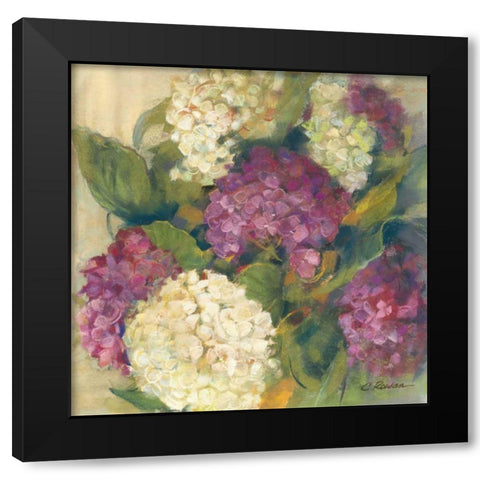 Hydrangea Delight I Black Modern Wood Framed Art Print with Double Matting by Rowan, Carol