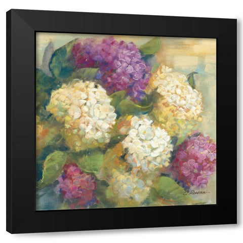 Hydrangea Delight II Black Modern Wood Framed Art Print with Double Matting by Rowan, Carol