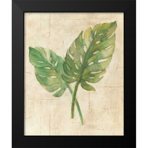 Monstera Leaves Neutral Crop Black Modern Wood Framed Art Print by Hristova, Albena