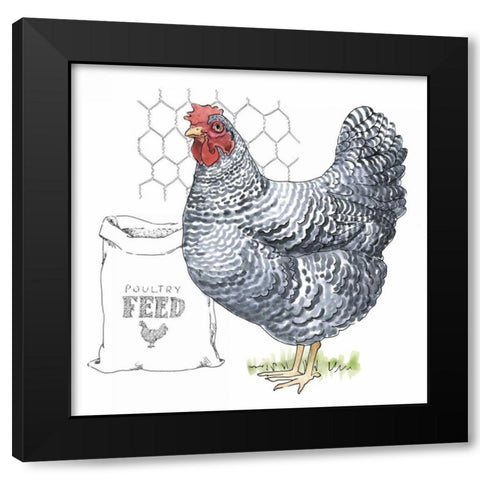 Fun at the Coop III v2 Black Modern Wood Framed Art Print with Double Matting by Grove, Beth