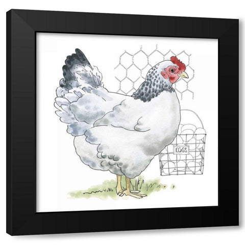 Fun at the Coop IV v2 Black Modern Wood Framed Art Print with Double Matting by Grove, Beth