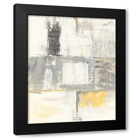 Gray and Yellow Blocks II White Black Modern Wood Framed Art Print with Double Matting by Schick, Mike