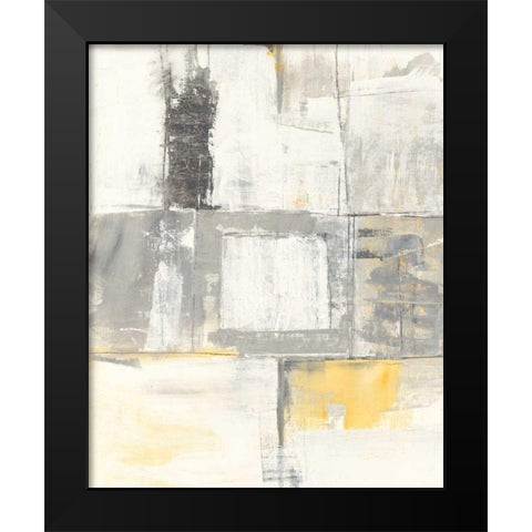 Gray and Yellow Blocks II White Black Modern Wood Framed Art Print by Schick, Mike
