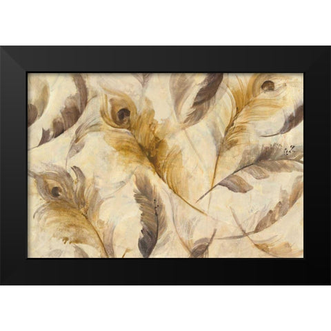 Feather Toss Black Modern Wood Framed Art Print by Hristova, Albena