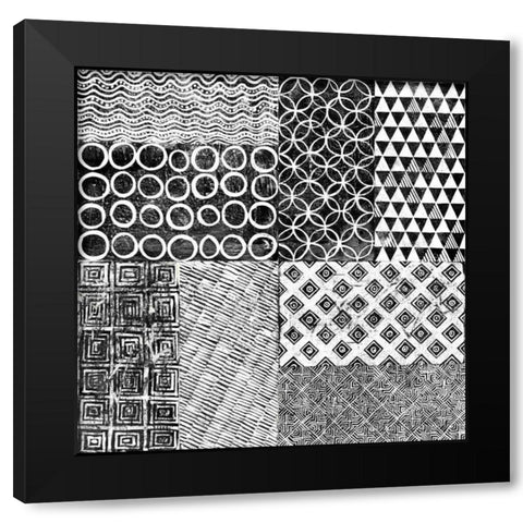 Maki Tile XVI Black Modern Wood Framed Art Print with Double Matting by Lovell, Kathrine