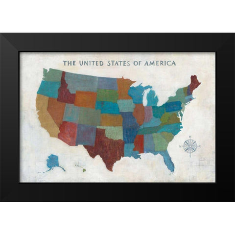 See the USA with Words Black Modern Wood Framed Art Print by Averinos, Melissa