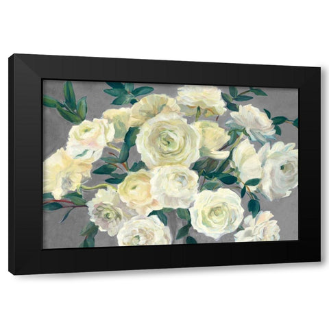 Roses in Cobalt Vase Steel Gray Crop Black Modern Wood Framed Art Print with Double Matting by Hageman, Marilyn