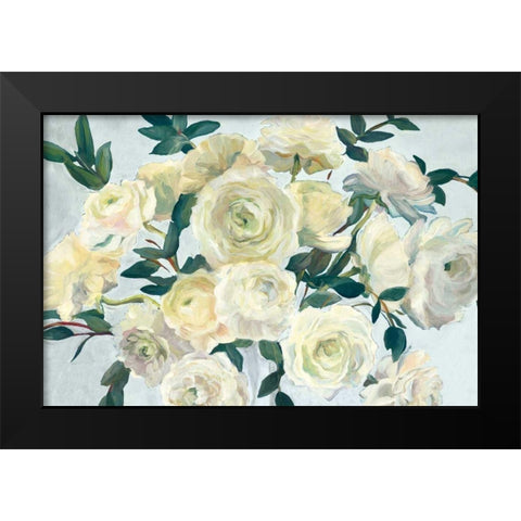 Roses in Cobalt Vase Spa Blue Crop Black Modern Wood Framed Art Print by Hageman, Marilyn