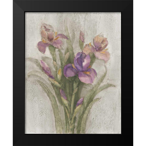 Purple Iris Garden on Grey Black Modern Wood Framed Art Print by Hristova, Albena