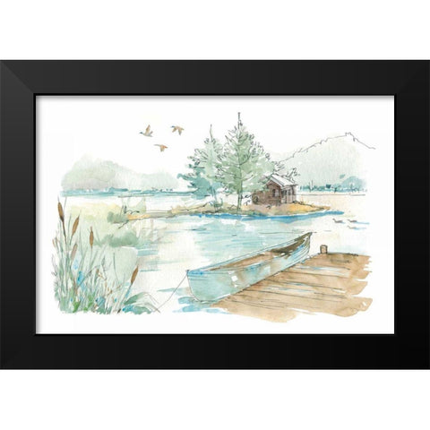 Lakehouse II on White Black Modern Wood Framed Art Print by Tavoletti, Anne