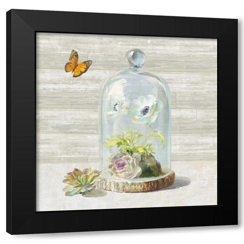 Succulent Garden I Black Modern Wood Framed Art Print with Double Matting by Nai, Danhui