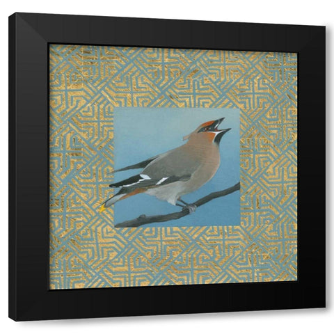 Cedar Waxwing Border Black Modern Wood Framed Art Print with Double Matting by Lovell, Kathrine