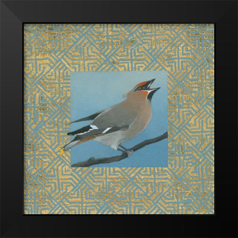 Cedar Waxwing Border Black Modern Wood Framed Art Print by Lovell, Kathrine