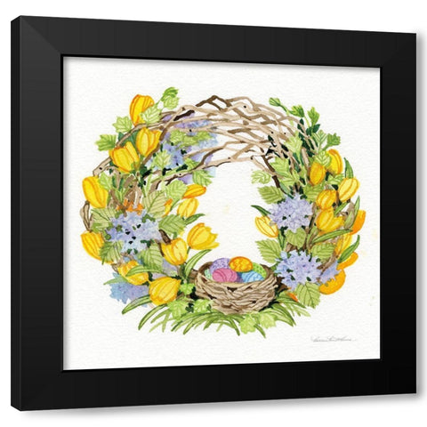 Spring Wreath II Black Modern Wood Framed Art Print by McKenna, Kathleen Parr