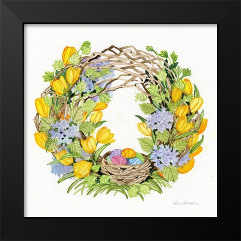 Spring Wreath II Black Modern Wood Framed Art Print by McKenna, Kathleen Parr