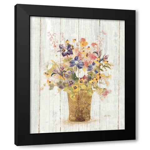 Wild Flowers in Vase II on Barn Board Black Modern Wood Framed Art Print by Blum, Cheri