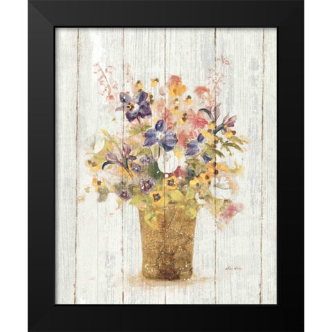Wild Flowers in Vase II on Barn Board Black Modern Wood Framed Art Print by Blum, Cheri