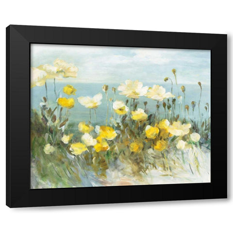 Field of Poppies Bright Black Modern Wood Framed Art Print by Nai, Danhui