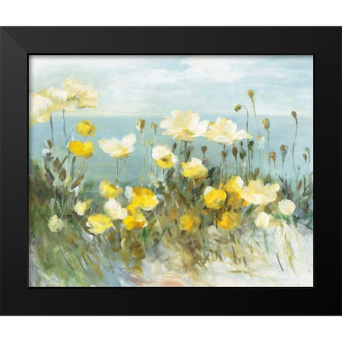 Field of Poppies Bright Black Modern Wood Framed Art Print by Nai, Danhui