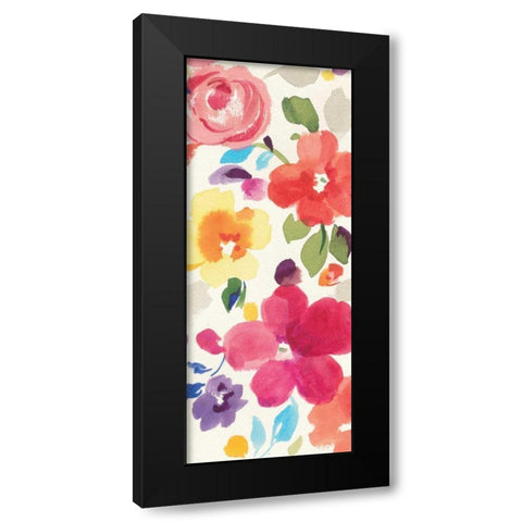 Popping Florals II Black Modern Wood Framed Art Print by Nai, Danhui