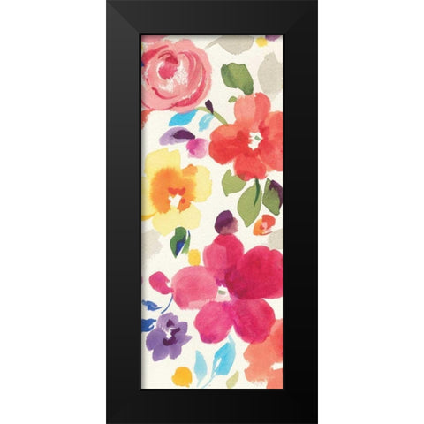 Popping Florals II Black Modern Wood Framed Art Print by Nai, Danhui