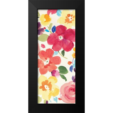 Popping Florals III Black Modern Wood Framed Art Print by Nai, Danhui