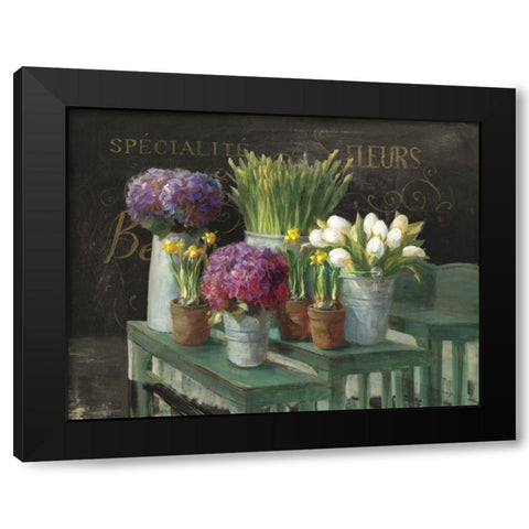 Les Fleurs Printemps on Black Black Modern Wood Framed Art Print with Double Matting by Nai, Danhui