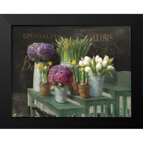 Les Fleurs Printemps on Black Black Modern Wood Framed Art Print by Nai, Danhui