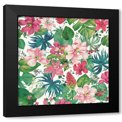 Tropical Dream Bright on White Black Modern Wood Framed Art Print with Double Matting by Nai, Danhui