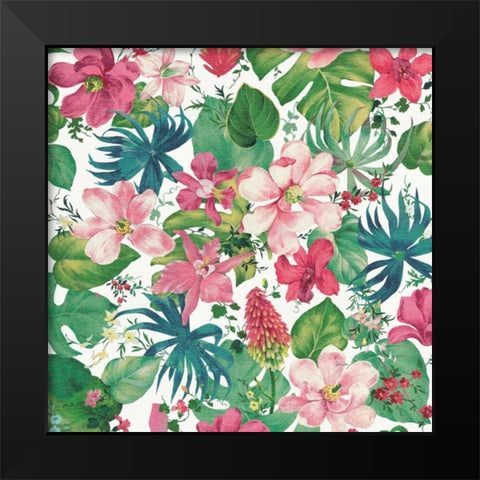 Tropical Dream Bright on White Black Modern Wood Framed Art Print by Nai, Danhui