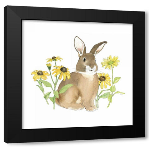 Wildflower Bunnies III Sq Black Modern Wood Framed Art Print with Double Matting by Grove, Beth