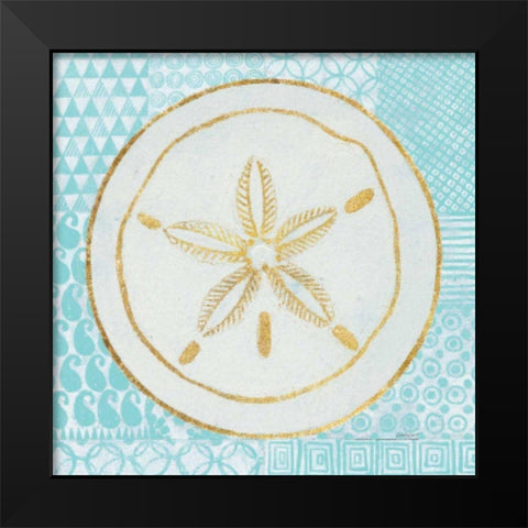 Summer Shells I Teal and Gold Black Modern Wood Framed Art Print by Lovell, Kathrine