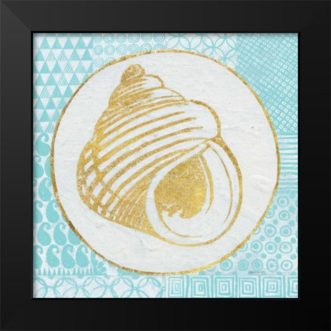 Summer Shells III Teal and Gold Black Modern Wood Framed Art Print by Lovell, Kathrine
