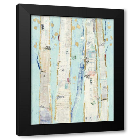 Far From Blue I Gold Leaves Black Modern Wood Framed Art Print by Day, Kellie