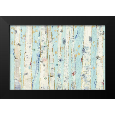 Far From Blue III Gold Leaves Black Modern Wood Framed Art Print by Day, Kellie