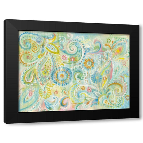 Spring Dream Paisley Black Modern Wood Framed Art Print by Nai, Danhui