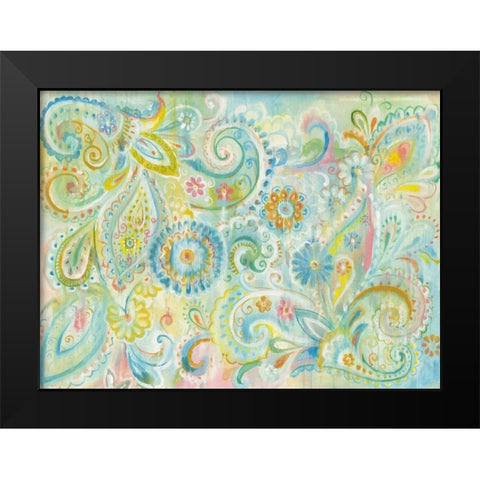 Spring Dream Paisley Black Modern Wood Framed Art Print by Nai, Danhui